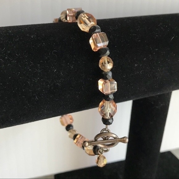 Vintage Handmade Topaz Swarovski Crystal Cube Crystal Czech Glass Bracelet 8 In - Picture 3 of 8
